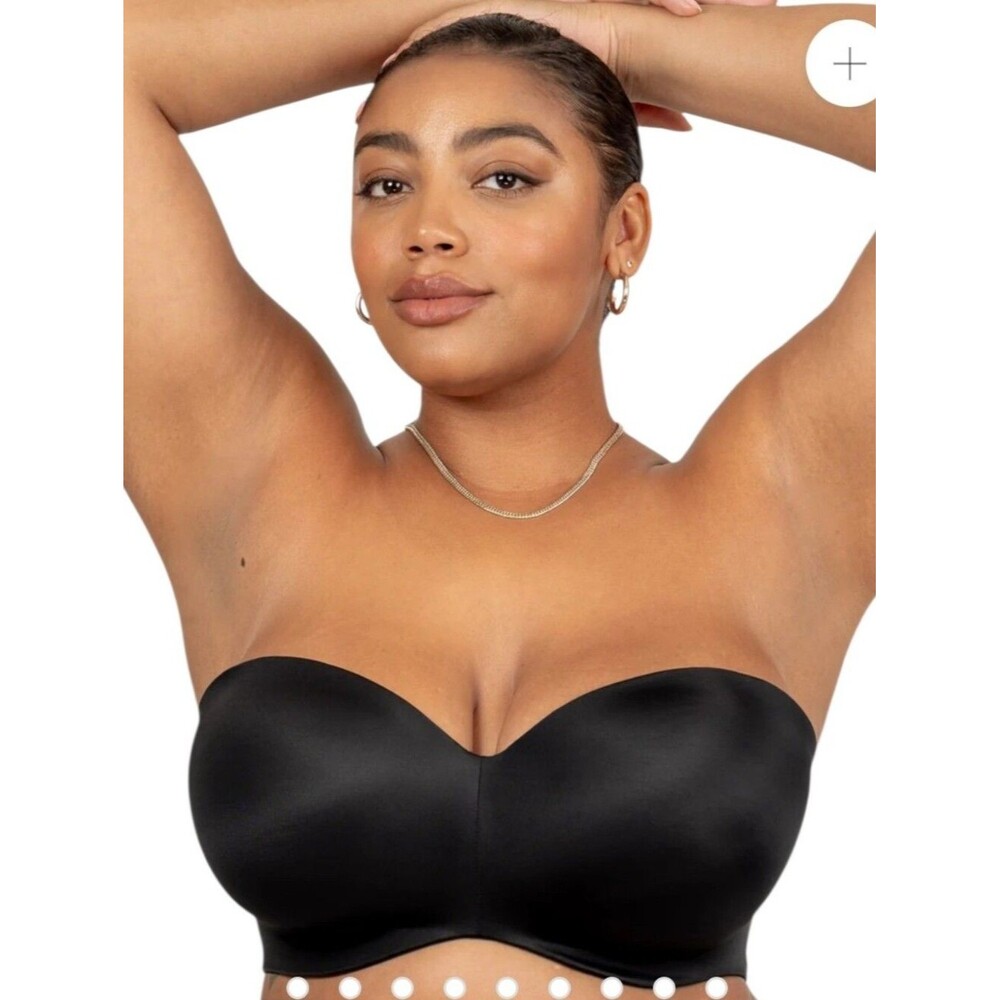 NEW curvy couture smooth strapless multi-way bra black style D1290E size 38G